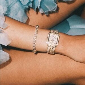 JBW Diamond Crystal 18k Gold/Stainless Women's Watch Authentic NIB $495 MSRP